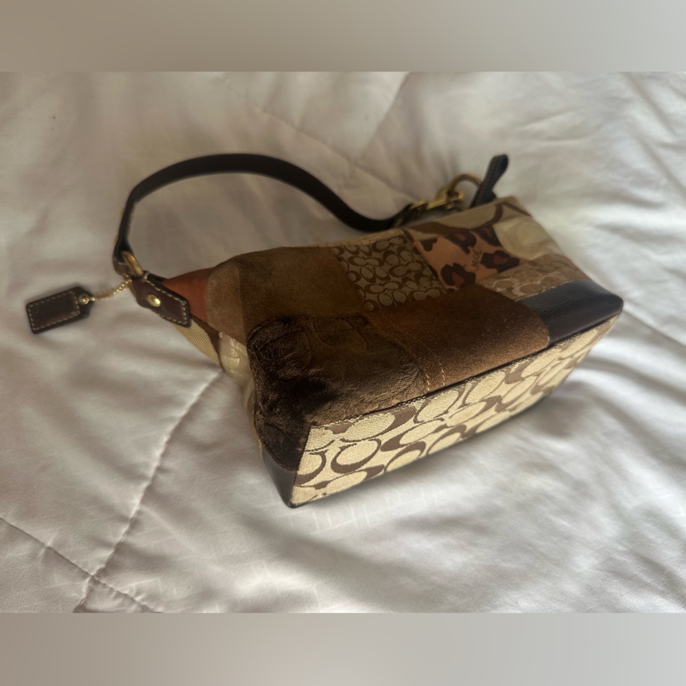 Coach Brown Patchwork Signature Leather & Canvas Shoulder Bag - Picture 3 of 5